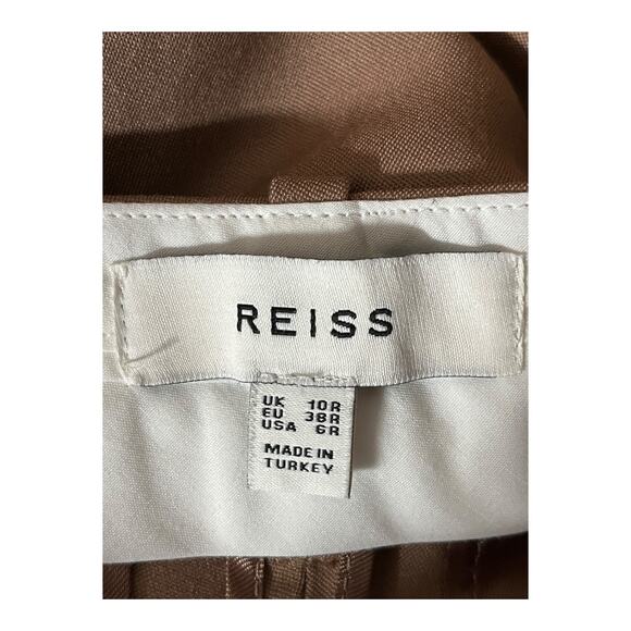 REISS pants Wren Slim Leg suit tapered Trousers tan size 6 - Picture 4 of 6